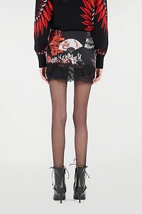 Silk Miniskirt With All-Over Dragon
