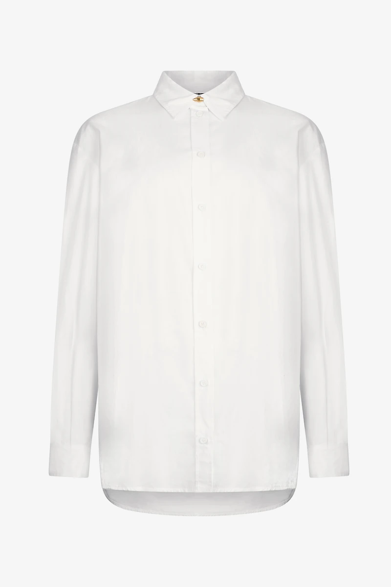 White Shirt With Gold Button
