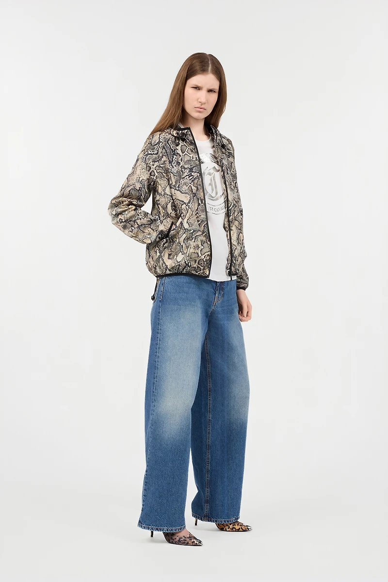 Hooded Jacket With Python Print