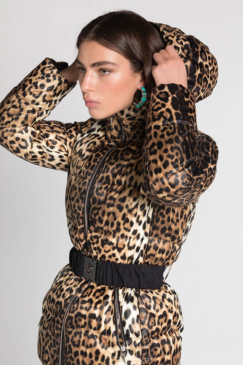 Jaguar-Print Padded Jacket