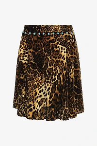 Leopard print velvet skirt