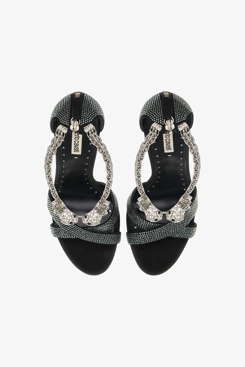 Panther-head high-heel sandals