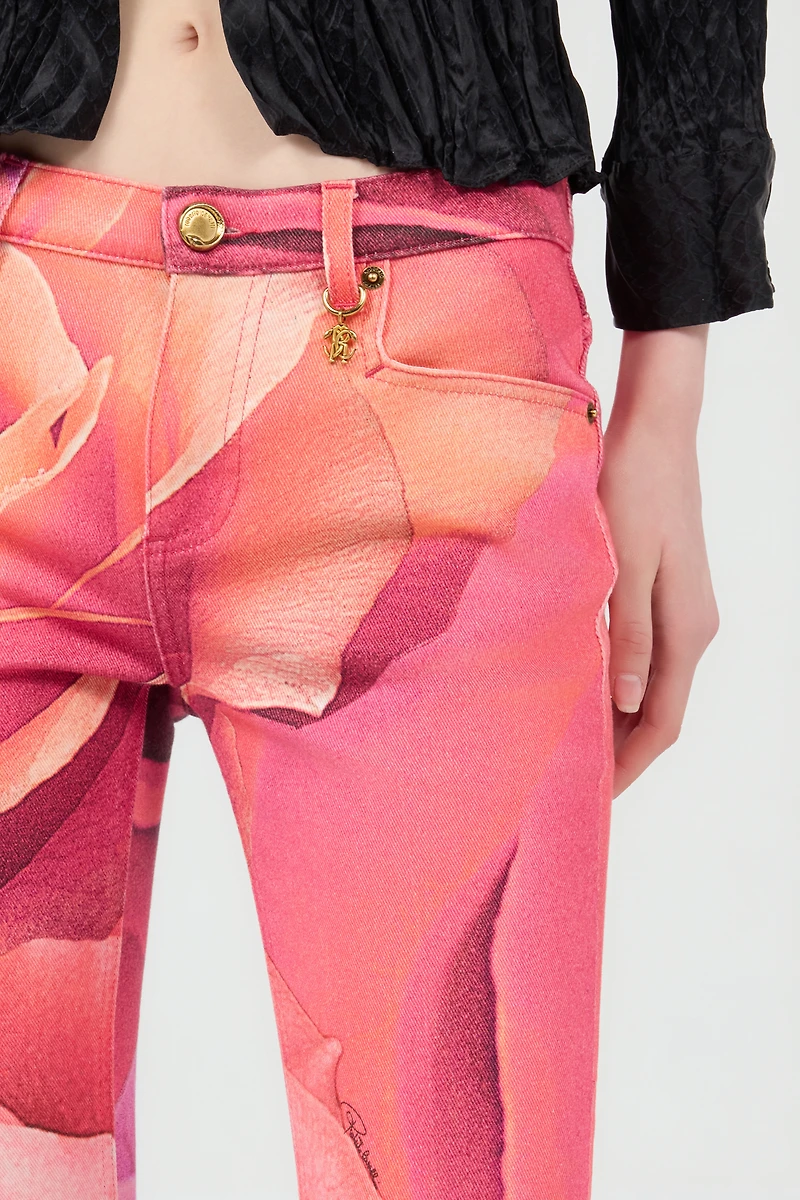 Fit & Flare Jeans With Garden Rose Print