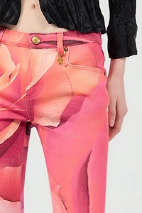 Fit & Flare Jeans With Garden Rose Print