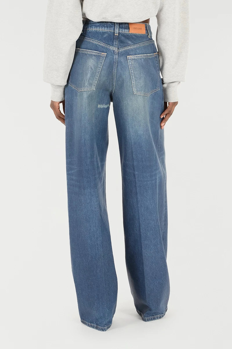 Jeans With Mirror Snake Monogram Charm