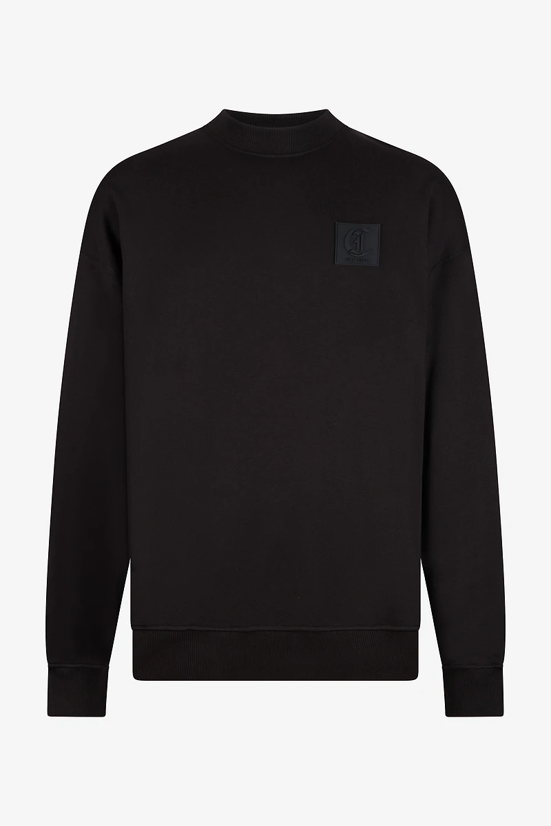 Black Sweatshirt with Tonal Logo Patch