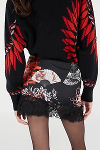 Silk Miniskirt With All-Over Dragon