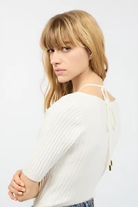 Three-Quarter-Sleeve Crop Top