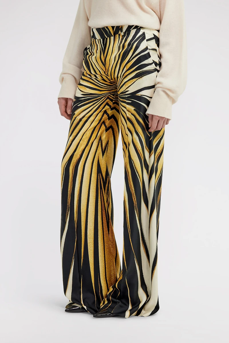 Ray Of Gold Print Silk Palazzo Trousers