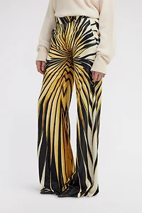 Ray Of Gold Print Silk Palazzo Trousers