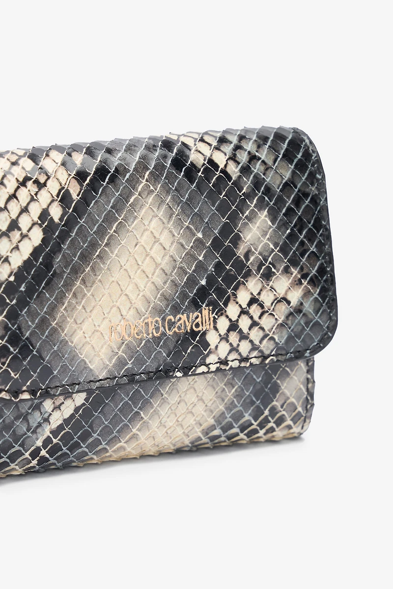 Small wallet in printed leather with logo