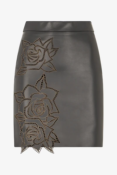 Skirt With Perforated Rose Pattern