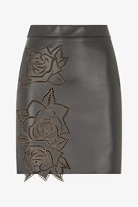 Skirt With Perforated Rose Pattern
