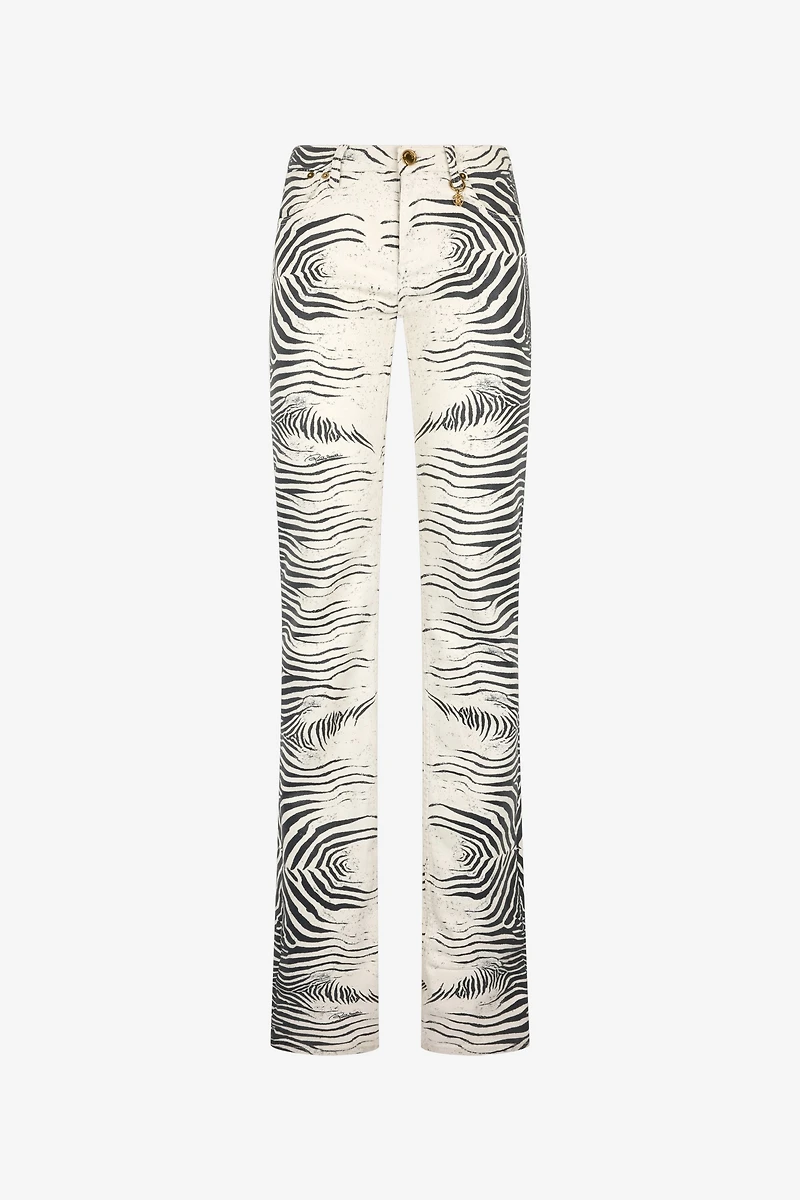 Pants With White Tigress Print