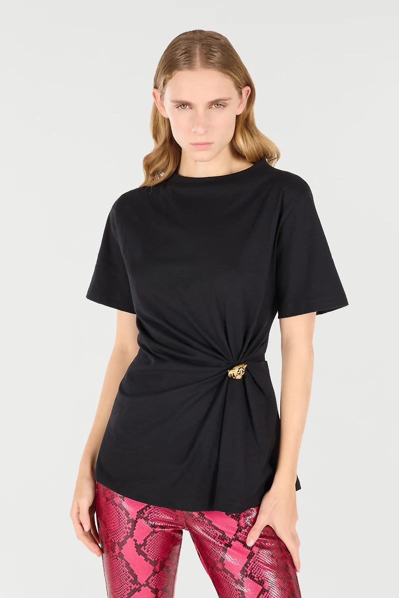 T-Shirt With Jewel Tiger Head