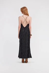 Black Fringed Maxi Dress