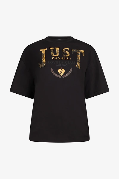 Black T-Shirt With Lovers Club Print