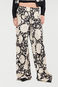 Pure Silk Pants With Floral Print