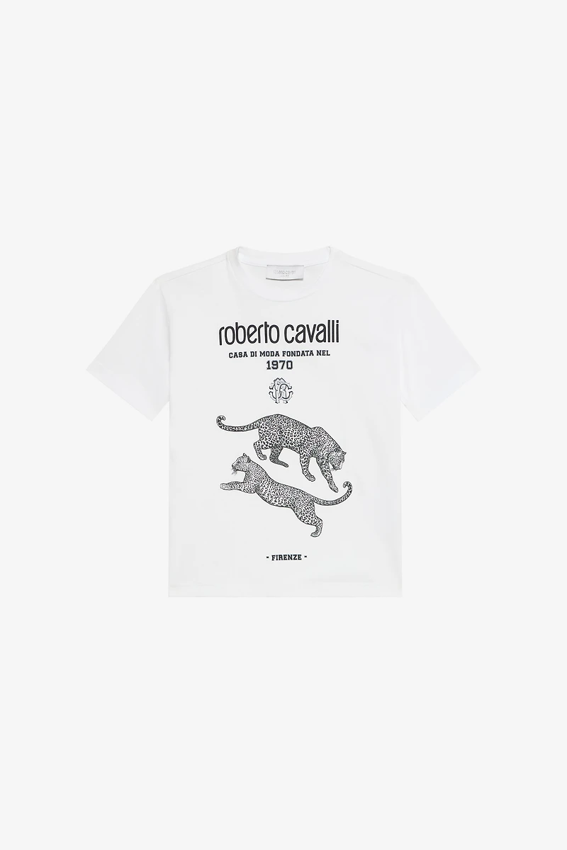 Optical White T-Shirt with Logo Print