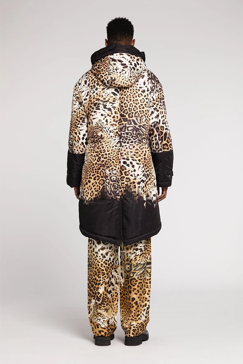 Leopard-Print Padded Coat