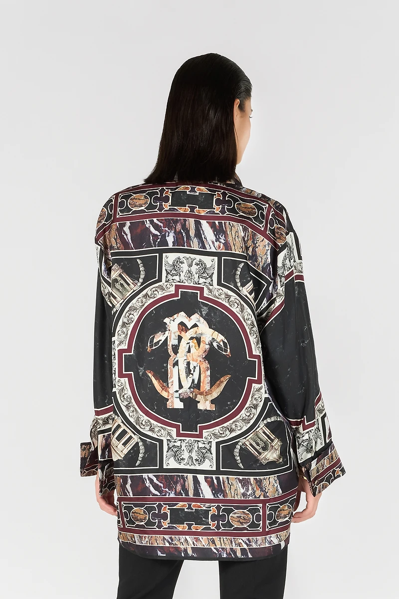 Shirt dress with Marble print