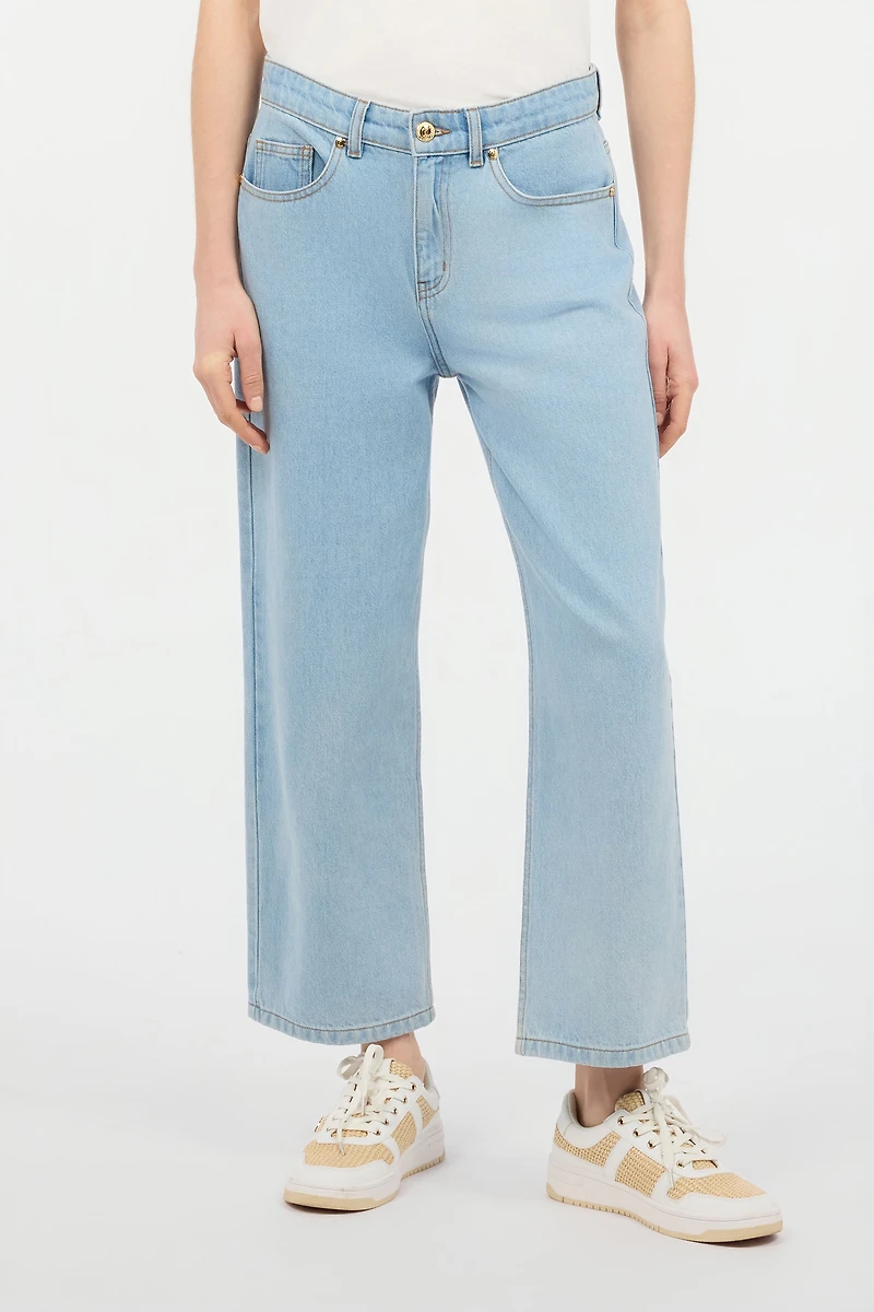 Light Wash Culotte Jeans