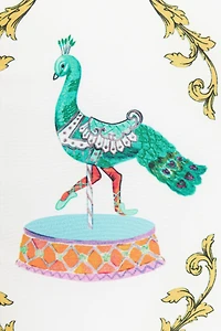 Filigree Circus-Print Padded Coat