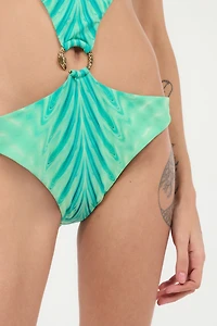 Trikini With Optical Glass Print And Snake Ring