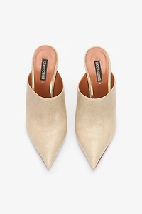 Leather Pointed-Toe Mules