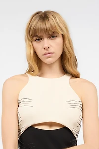 Two-Tone Mini Dress With Cut-Out