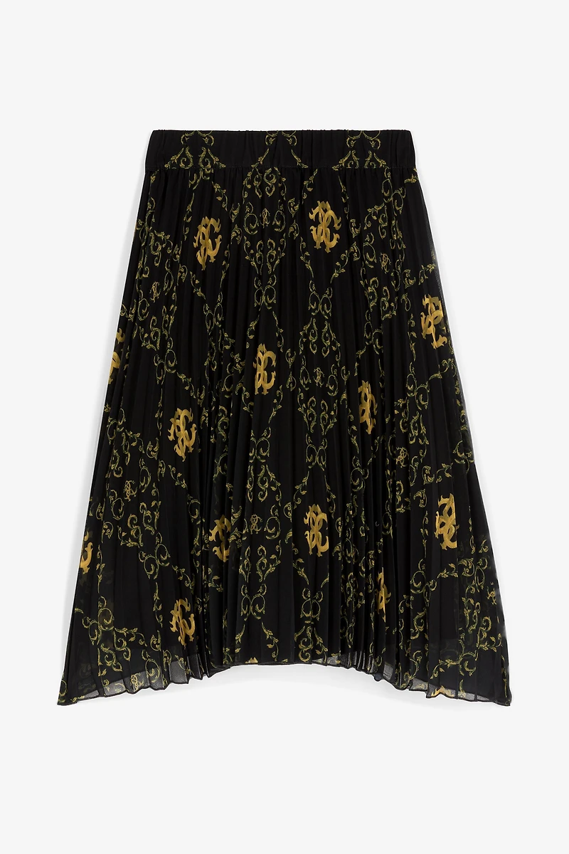 Filigree-Print Pleated Skirt