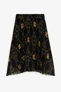 Filigree-Print Pleated Skirt