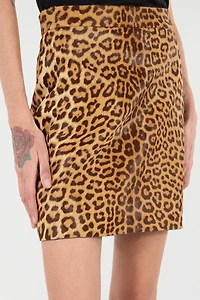 Leather Miniskirt With Leopard Skin Print