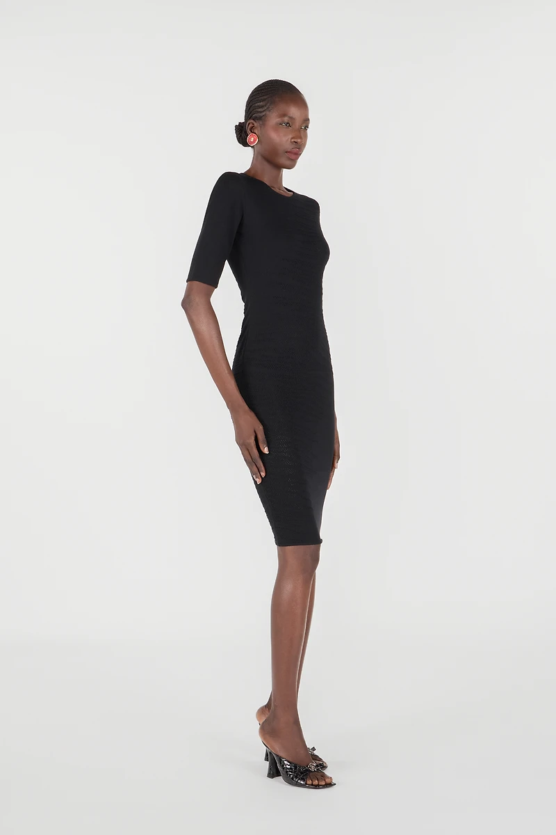 Midi Dress With White Tigress Openwork Detailing