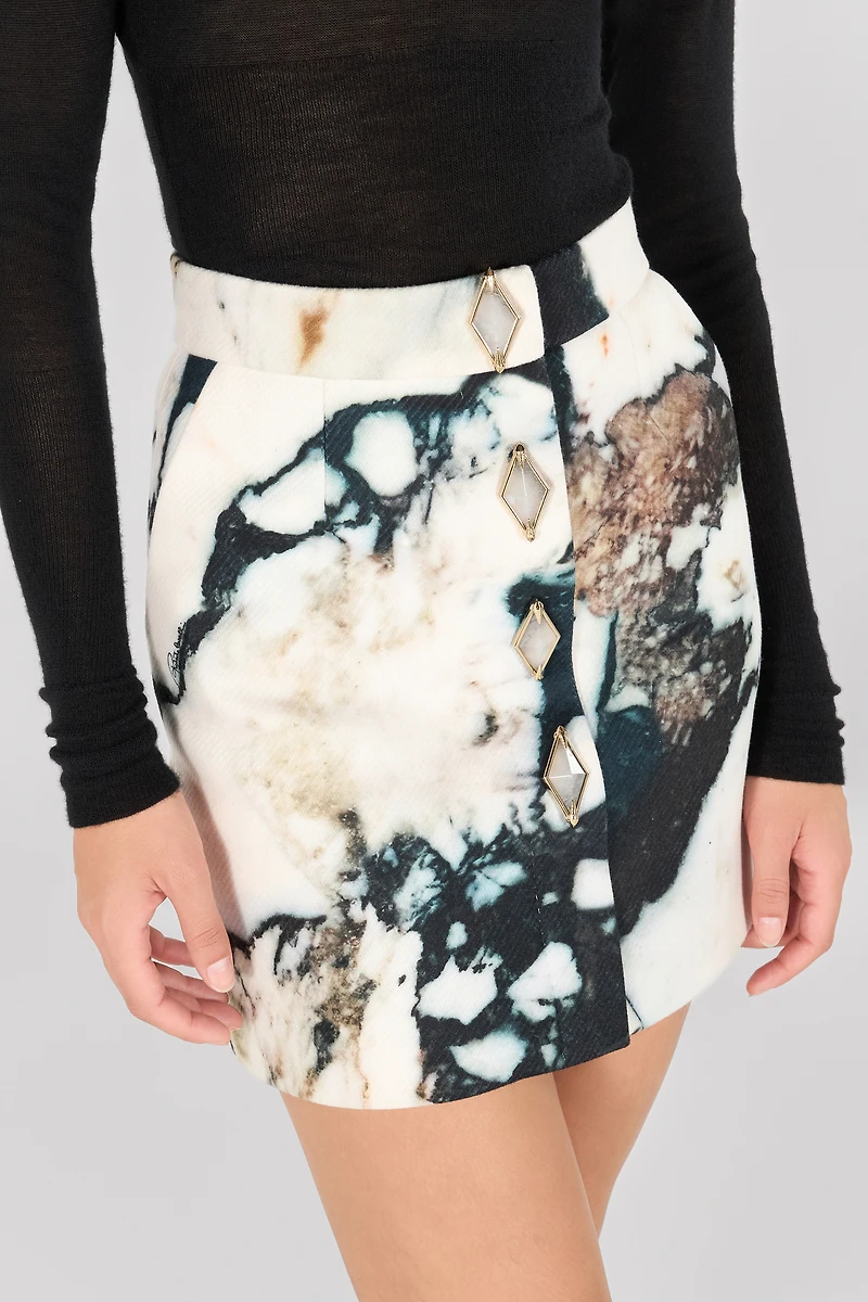 Marble print mini skirt