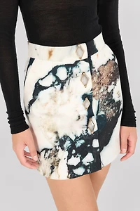 Marble print mini skirt