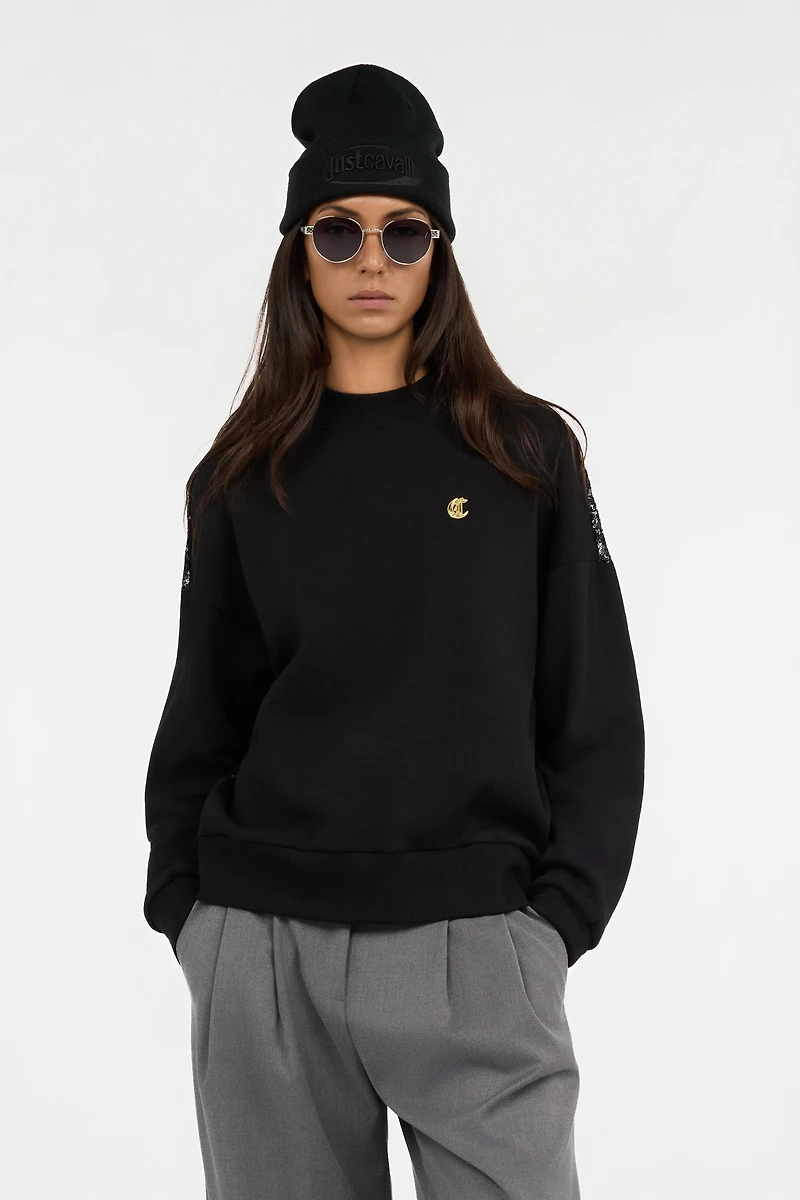 Black Sweatshirt With Sequined Back