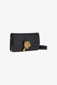 Crocodile-Embossed Shoulder Bag