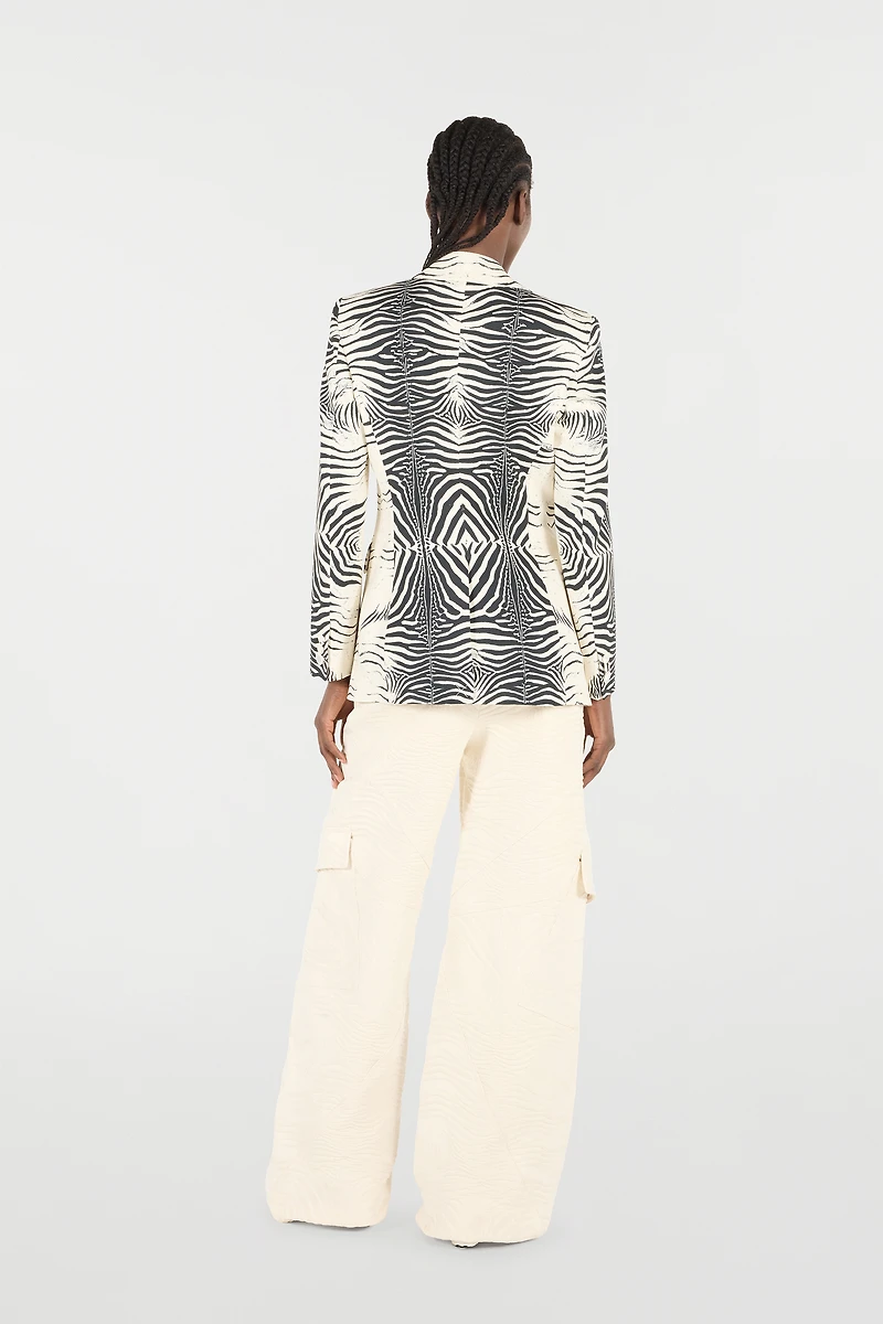 Blazer With White Tigress Print