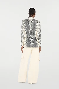Blazer With White Tigress Print