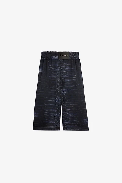 Crocodile print knee-length shorts