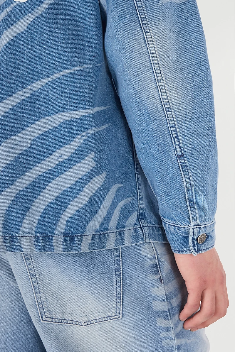 Denim Shirt With Tiger Skin Print