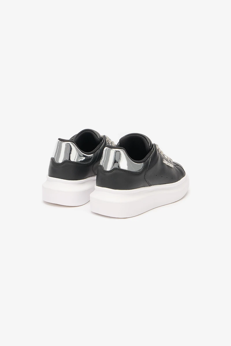 Lace-Up Sneakers With Rhinestones