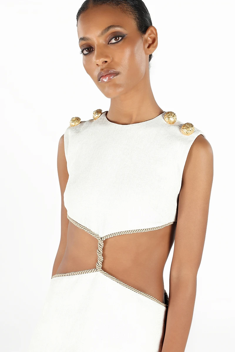 Wall Print Cut-Out Mini Dress