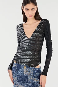 Bodysuit With Zebra And Tiger Skin Design