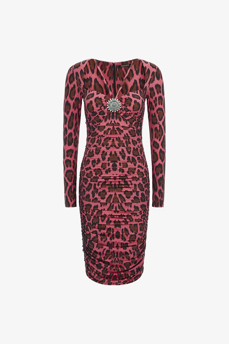 Midi dress with Leopard print