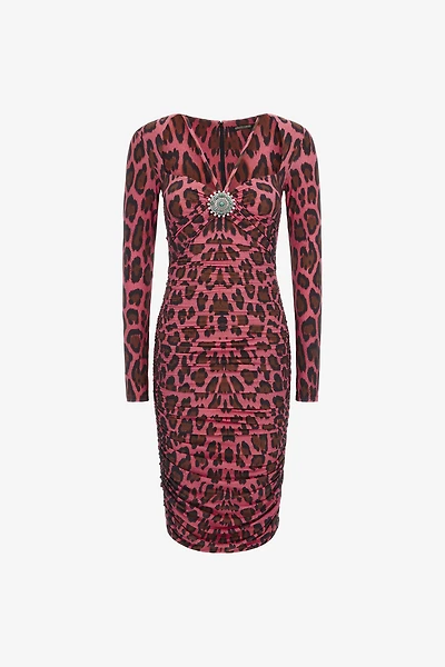 Midi dress with Leopard print