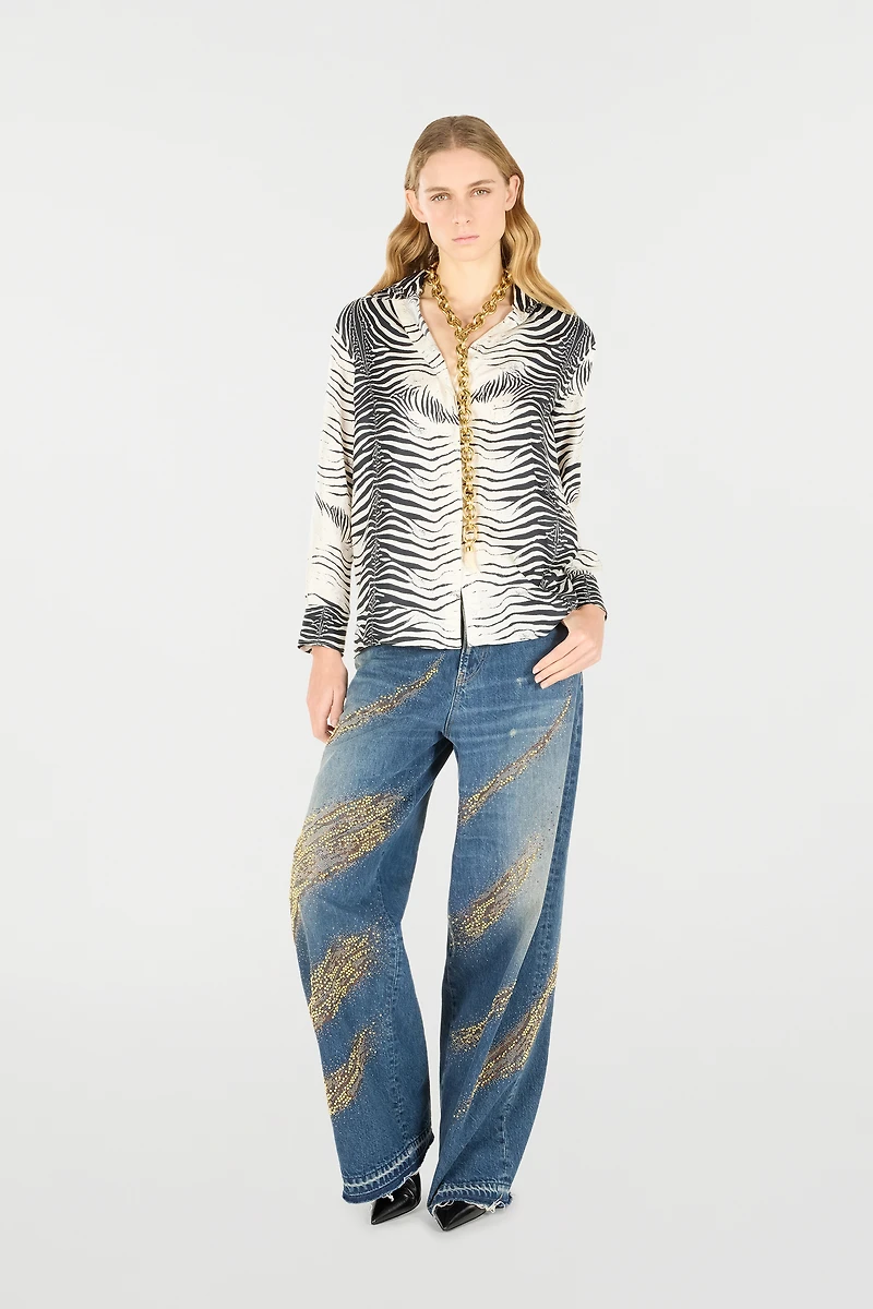 Zebra-Print Silk Shirt