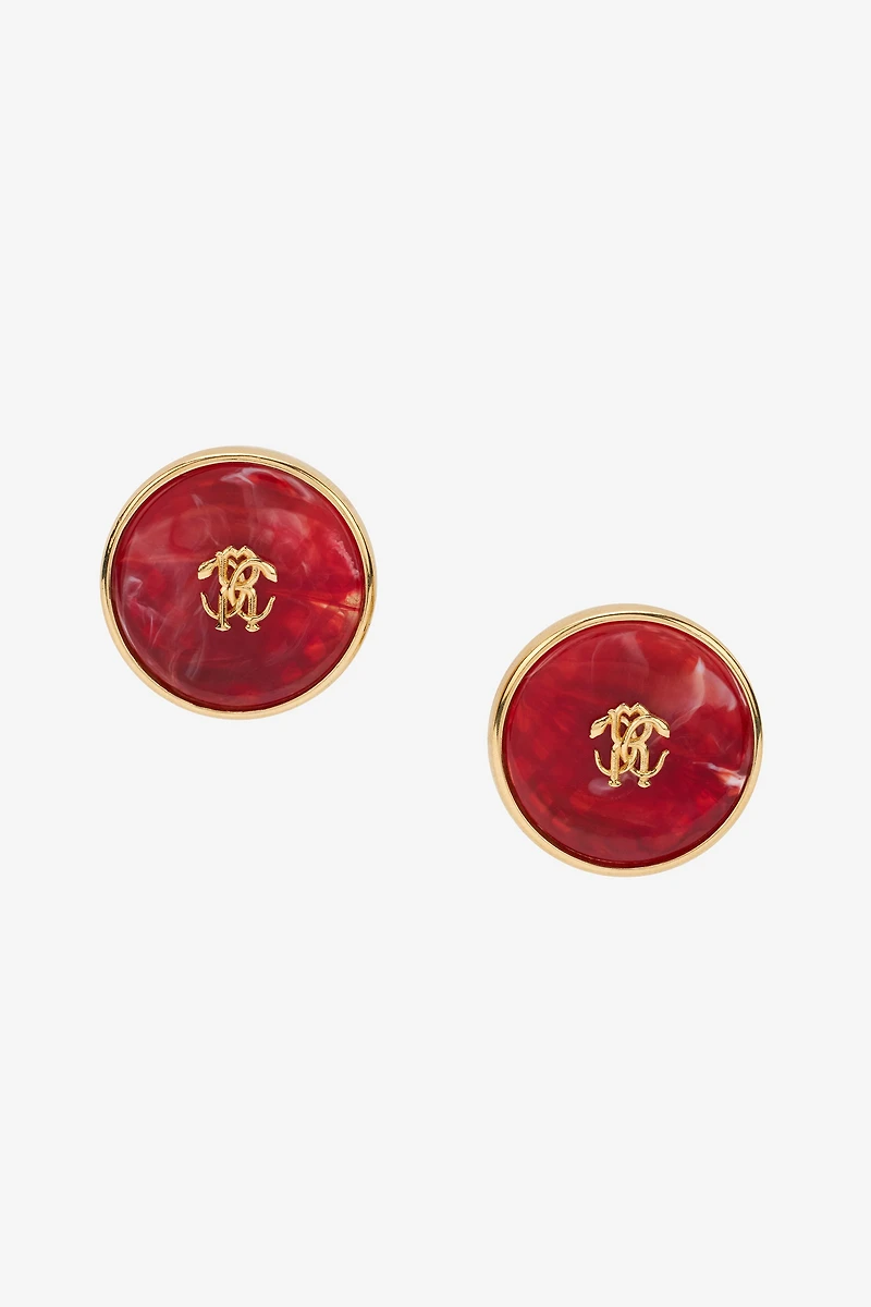Mirror Snake Monogram Clip-On Earrings
