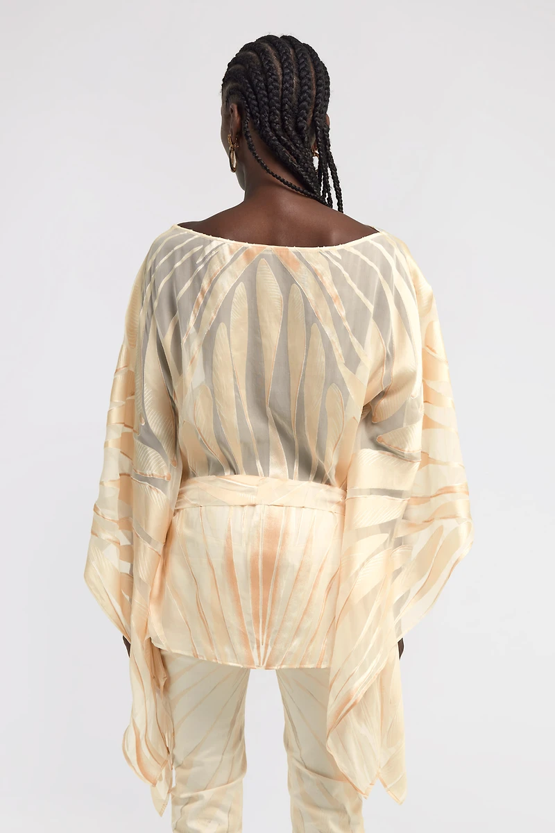 Ray of Gold Print Silk Blend Kaftan